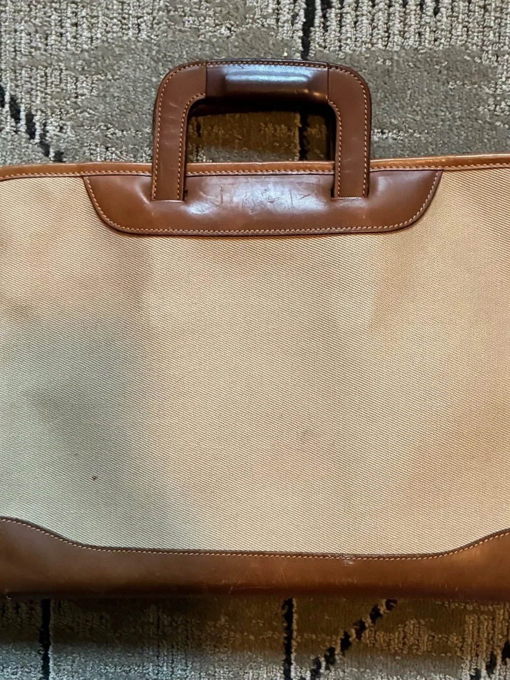 Ghurka #24 Canvas and Brown Leather Men’s Briefcase - Vintage Style. 16x11 inch